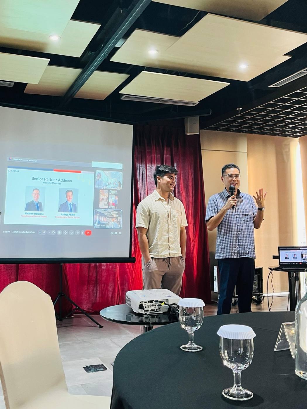 Matthew and Raditya, AKRUA's founding partners, opening the Ramadan gathering